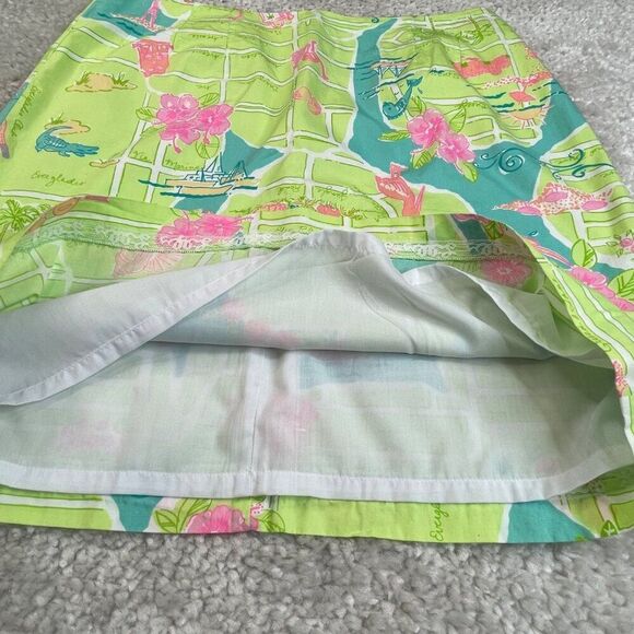 Lilly Pulitzer Green Pink Tropical Skirt VINTAGE Womens 10 - Picture 4 of 7